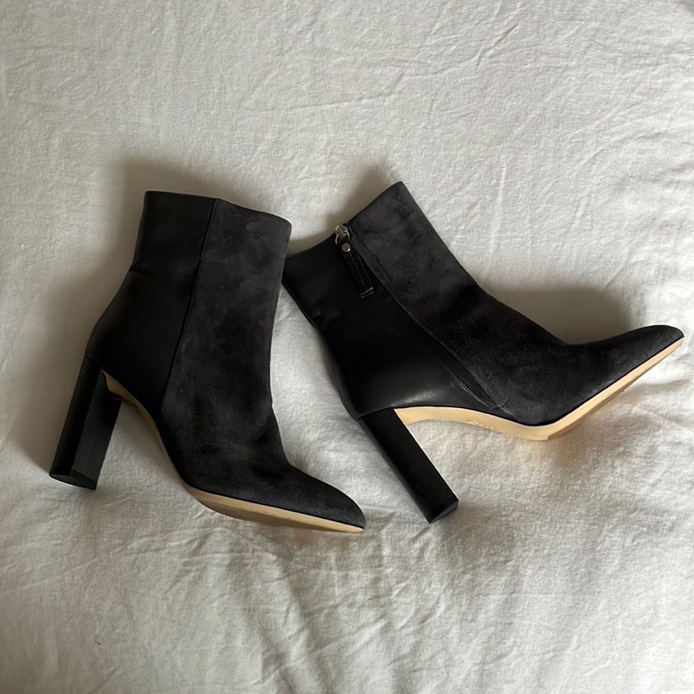 M.Gemi Leather Ankle Boots - Charcoal Gray - size 37